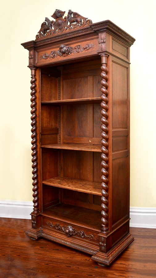 VICTORIAN OAK CARVED BOOKCASE (1 of 4)