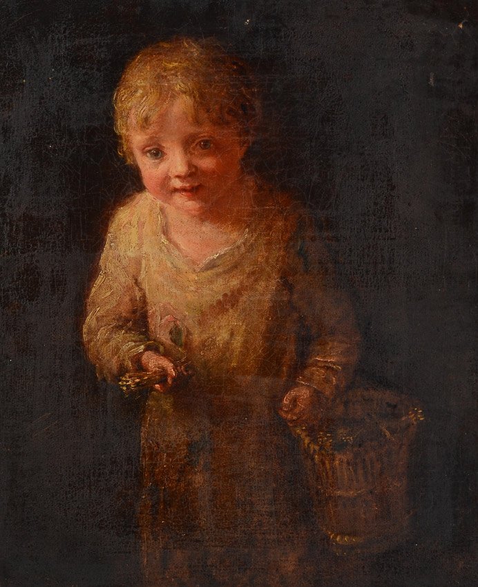GOOD EARLY PORTRAIT PAINTING OF A CHILD (1 of 4)