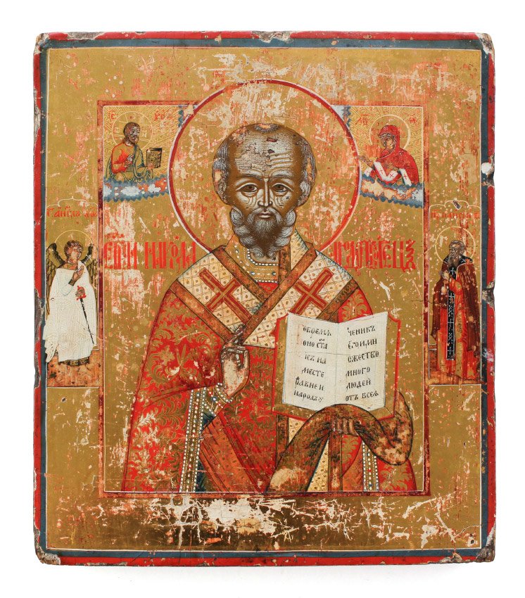 19TH CENTURY RUSSIAN ICON OF SAINT NICHOLS (1 of 3)