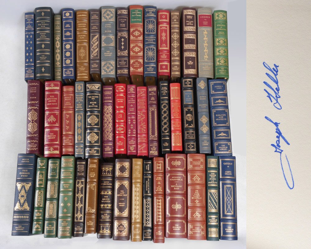 45 FRANKLIN MINT SIGNED LEATHER BOUND BOOKS