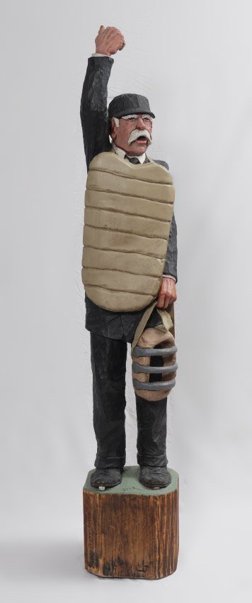 JACK DOWD CARVED BASSWOOD SCULPTURE "THE UMPIRE" (1 of 5)