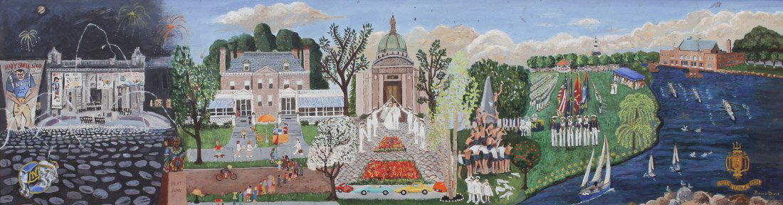 LARGE ANNAPOLIS NAVAL WEDDING FOLK ART PAINTING (1 of 5)