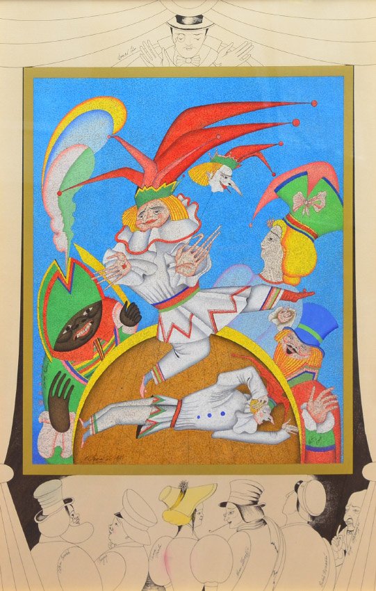 LARGE MIKHAIL CHEMIAKIN MIXED MEDIA PAINTING (1 of 3)