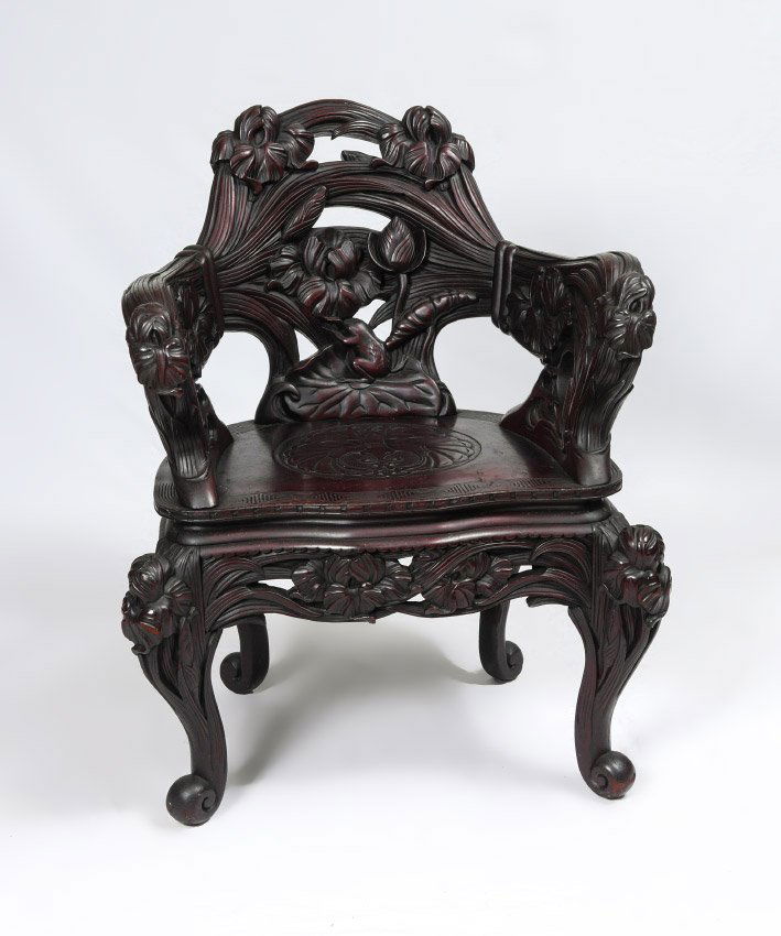 EXQUISITELY CARVED ART NOUVEAU CHAIR (1 of 5)