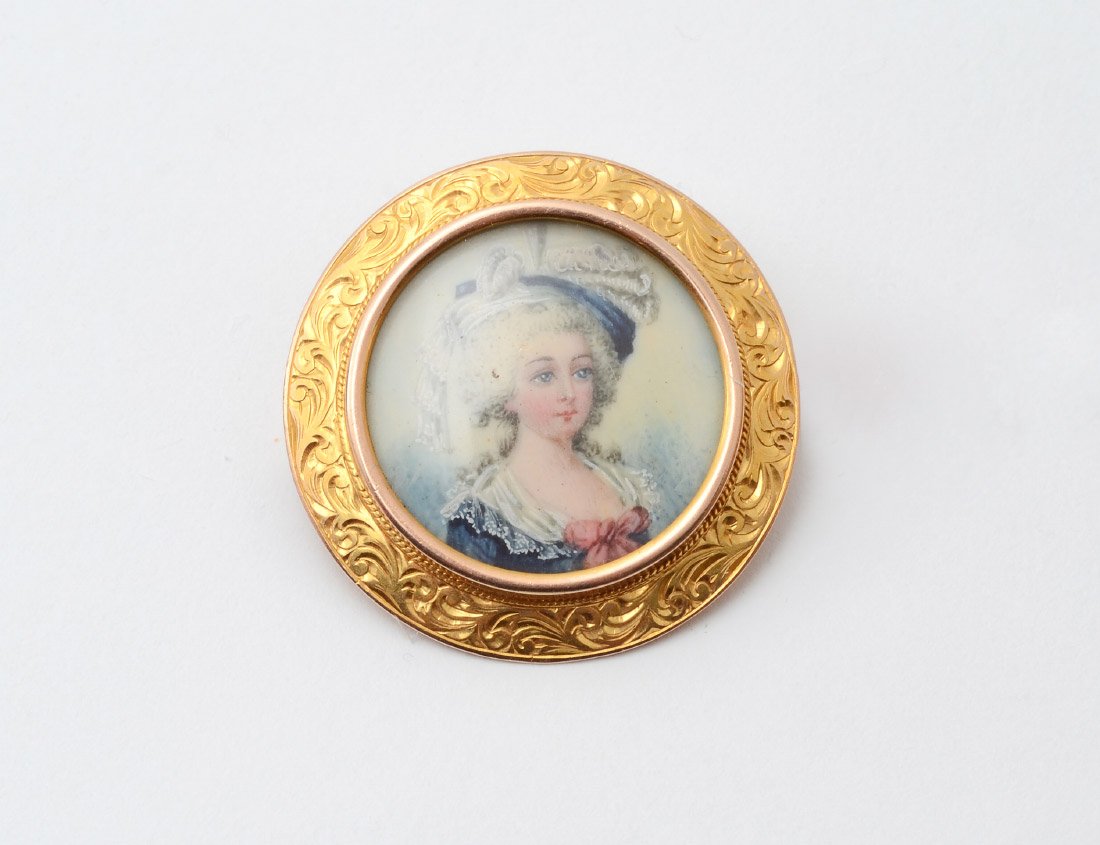 ANTIQUE 14K GOLD PORTRAIT PENDANT BROOCH (1 of 2)