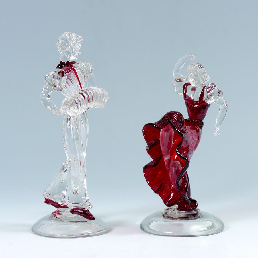 PAIR MURANO GLASS FIGURES (1 of 1)