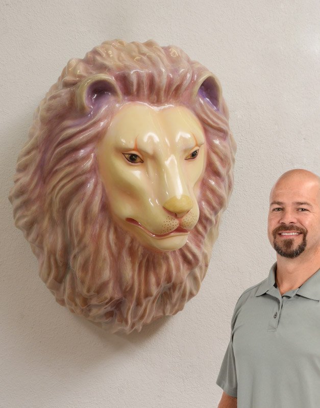 BUSTAMANTE LION CERAMIC: BUSTAMANTE, Sergio (Mexican, 1942-): "Lion", Paper Mache (Ceramic on COA), 27.5" x 22.5" x 18", signed and numbered 7/100, sold with original COA.