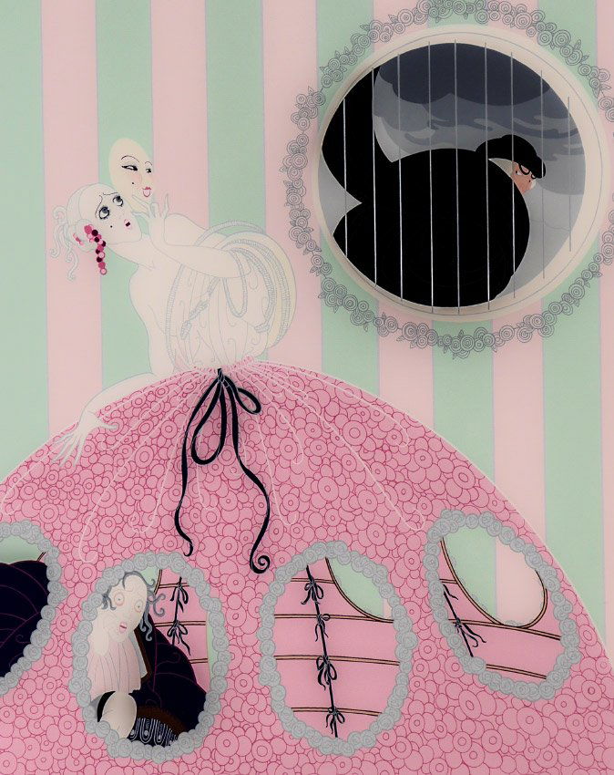 ERTE SERIGRAPH ''DECEPTION'': ERTE, (Russian/France, 1892-1990): "Deception", Serigraph, sight size 29.5" x 20.5", pencil signed lower right, numbered 249/300 lower left, encased in custom frame and matting, 42" x 33.5".