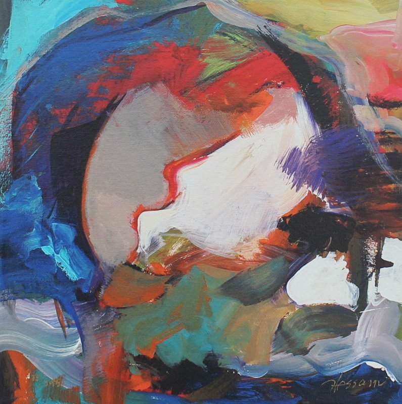 HESSAM ABRISHAMI ROSALIA: ABRISHAMI, Hessam, (Iranian, born 1951): "Rosalia", Serigraph/Canvas, 12" x 12", signed lower right, numbered lower left 88/395, titled on the stretcher verso, custom silver gilt frame, 20.25" x 20.25