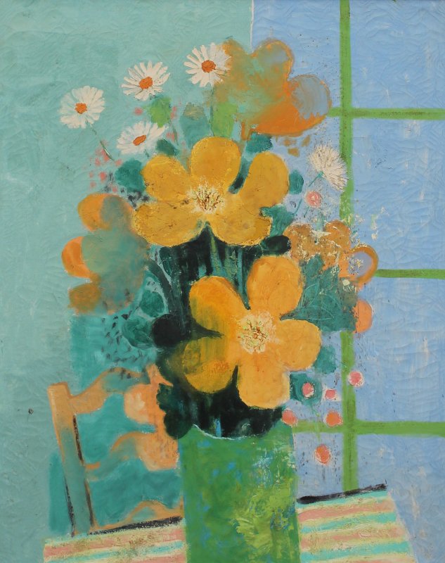 LARGE NOE CANJURA FLORAL STILL LIFE PAINTING: CANJURA, Noe, (Salvadoran, 1922-1970): Large Floral Still Life Painting, Bouquet of Flowers, Oil/ Canvas, 39.5" x 32", Wally Findlay original tag affixed verso, original Findlay frame, 48" x 39", titl