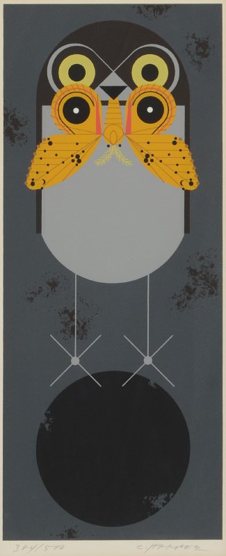 CHARLEY HARPER BURROWING OWL SERIGRAPH: HARPER, Charley, (American, 1922-2007): "Burrowing Owl" (Halloween), Serigraph, signed and numbered edition of 500 printed in 1970, framed, 22" x 13".