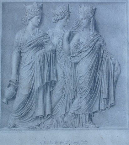 2 EXCEPTIONAL ITALIAN ANTIQUE DRAWINGS: 2 PIECE DRAWING LOT: NOCCHI, Bernardino, (Italian, 1740-1810): ''Citta Turrite In Atto Di Sagrifizio'', 14'' x 13'' sight, SLL, margins glued to mat; TOFANELLI, Agostino, (Italian, 1770-1834): ''Giuca