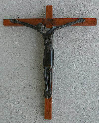 JEAN LAMBERT-RUCKI BRONZE CHRIST: LAMBERT-RUCKI, Jean, (French, 1888-1967): Christ on the Cross, Patinated Bronze, 11 3/4'', signed.