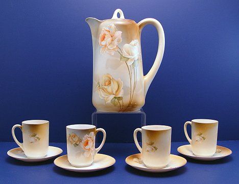 RS GERMANY WHITE ROSE DECORATED CHOCOLATE POT 4