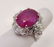 206: 11CT RUBY 2.5CTW DIAMOND DINNER RING 18k wht sz7