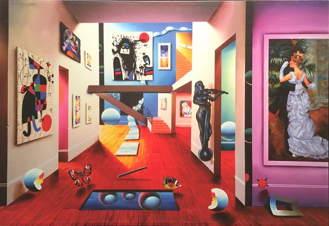 FERNANDO OLIVIERA FERJO HOMMAGE TO THE MASTERS GICLEE: de JESUS OLIVIERA, Fernando, AKA Ferjo, (American/Brazilian, 1946-): "Homage to the Masters", Violinist on Right, Giclee, #347/350. Signed lower right. 28" x 39", 35 3/4" x 46 3/4" with frame.