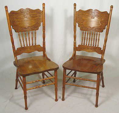 128: SET OF 6 GOLDEN OAK PRESSED BACK DINING CHAIRS - 128: SET OF 6 GOLDEN OAK PRESSED BACK DINING CHAIRS