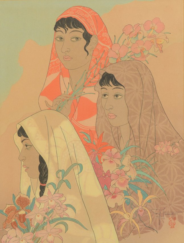 PAUL JACOULET WOODBLOCK PRINT RETOUR DE LA JUNGLE: JACOULET, Paul, (French, 1896-1960): "Retour De La Jungle", Woodblock, 15.5" x 11.75", pencil signed lower right, original frame, 21.5" x 16".