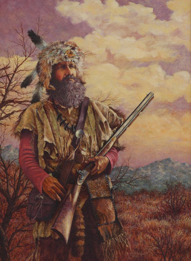 RICHARD DAHLQUIST MOUNTAIN MAN PAINTING: DAHLQUIST, Richard, (American, 1944-): "Dying Breed", Oil on Canvas, 24" x 18", signed lower right, dated '81, custom frame, 29.5" x 23.5".