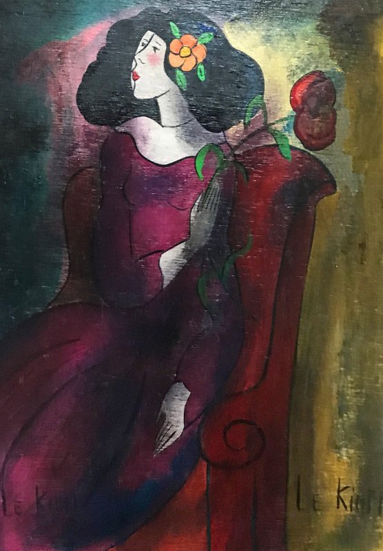 ORIGINAL LINDA LE KNIFF PAINTING JEANNE KICHELE: LE KNIFF, Linda (French, 1949-): ''Jeanne Michele'', Acrylic/Board, 16'' x 13'', signed lower right and lower left, also signed, titled and dated 2004 verso Paris, unframed.