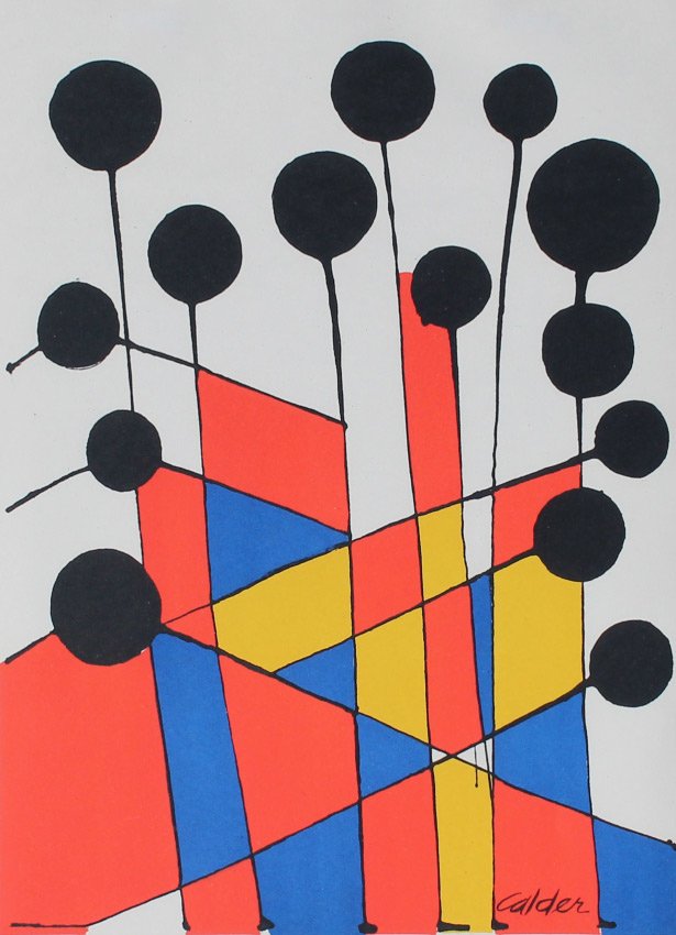 ALEXANDER CALDER LITHOGRAPH CIRCLES: ALEXANDER CALDER LITHOGRAPH CIRCLES: Lithograph, 13" x 9.75", signed in the plate lower right, framed, 21.25" x 18".