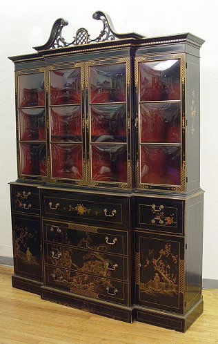 1183 Chinoiserie Breakfront Secretary Bookcase Union Aug 15