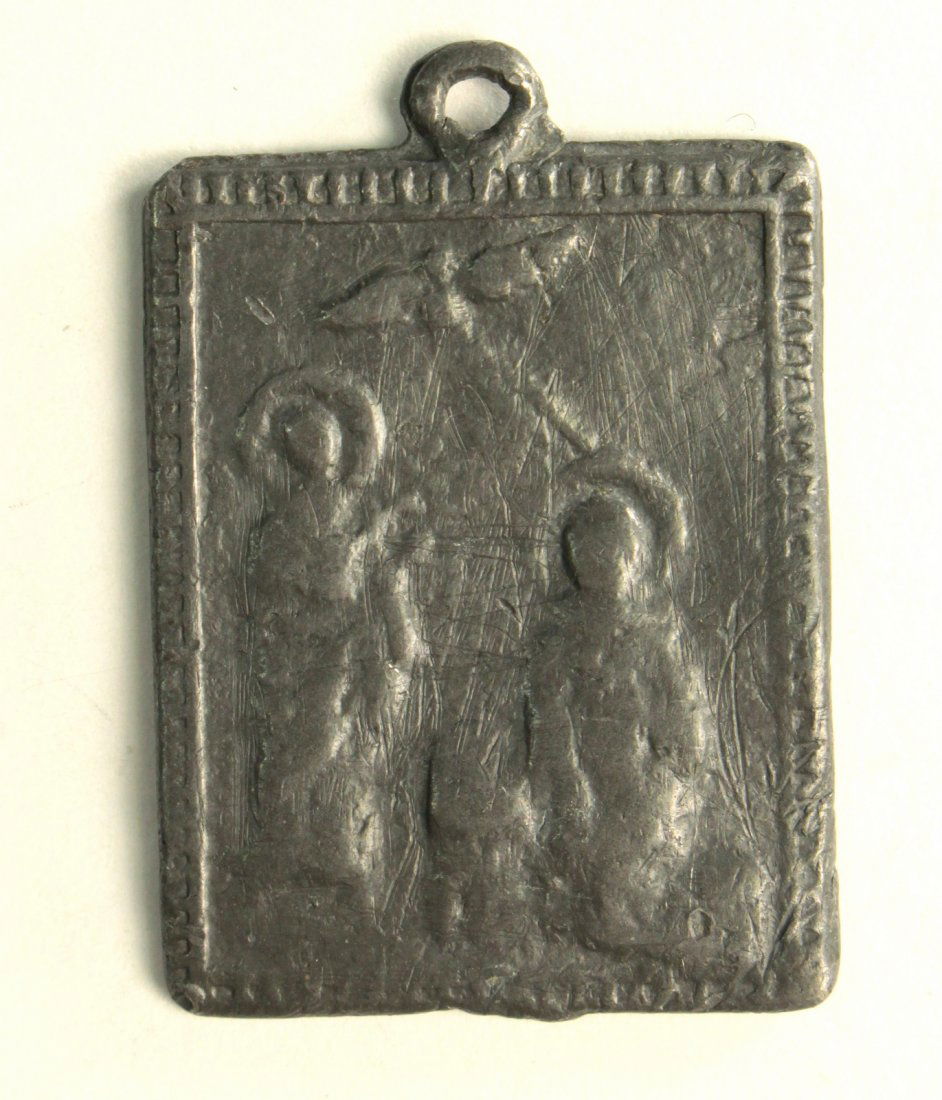 1600's Lead Orthodox Christian Icon Pendant Amulet (1 of 4)