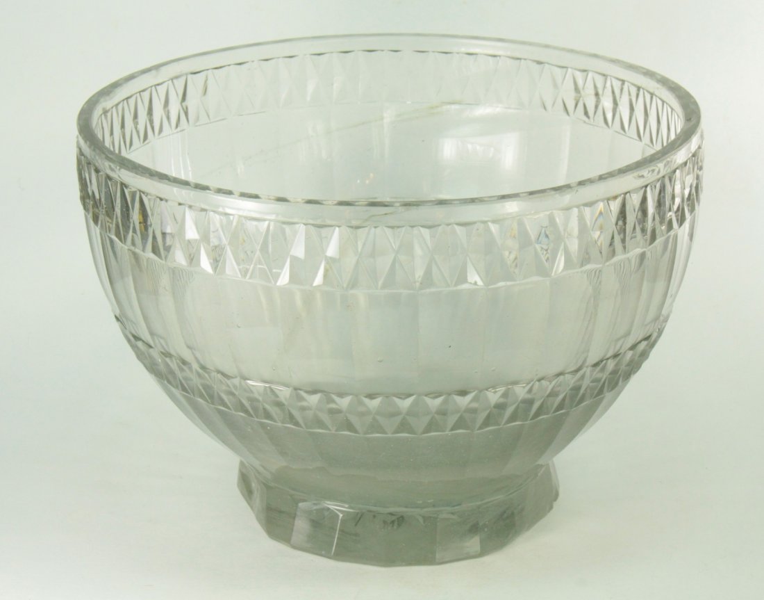 1750's Irish Hand Blown & Cut Crystal Glass Punch Bowl