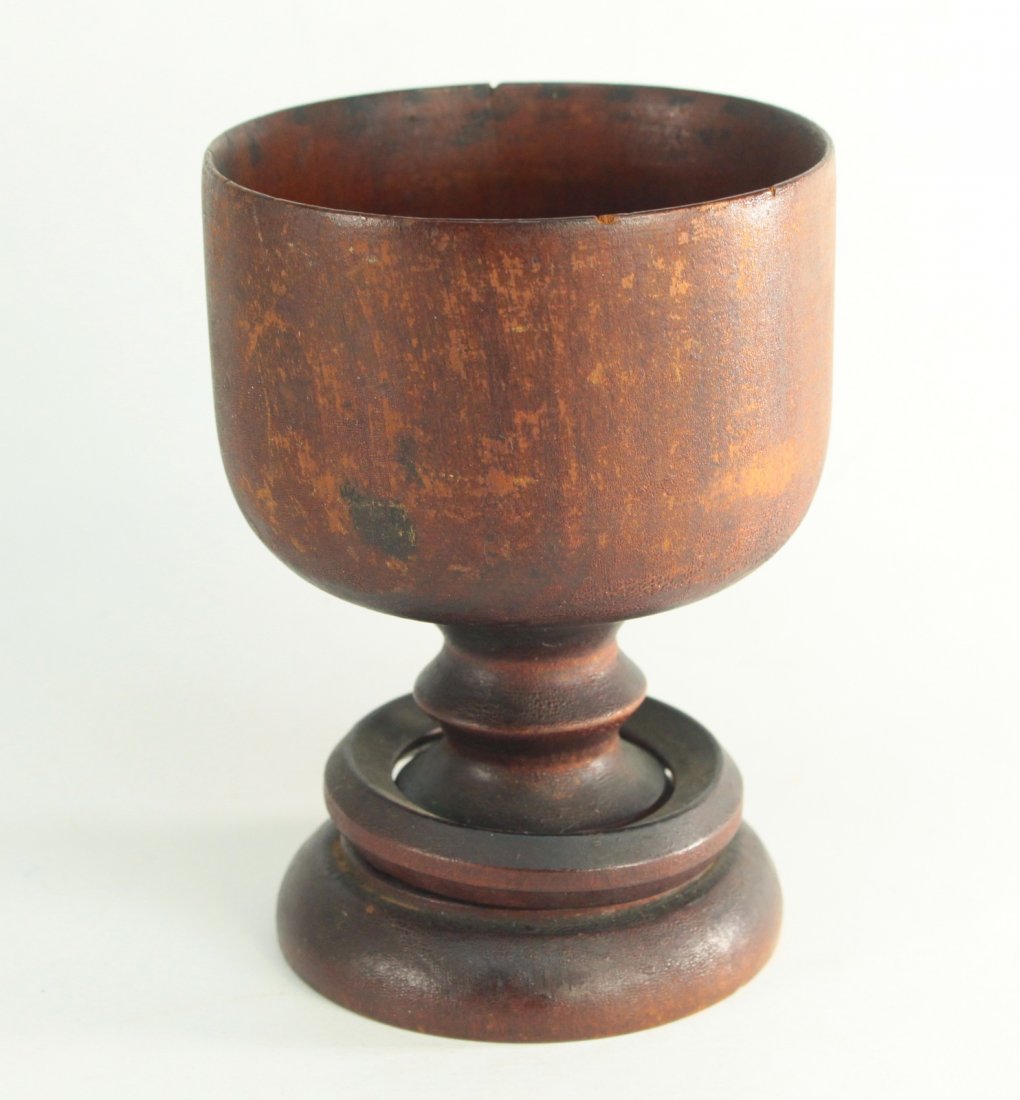 Antique Turned Wood Treen Ware Goblet with Ring (1 of 7)