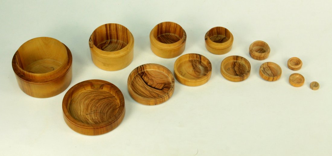 1800's Set of 6 Wooden Graduated Nesting Trinket Boxes (1 of 12)
