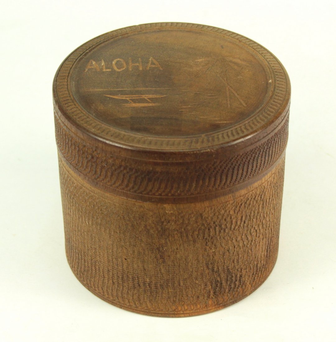 c.1930's Hawaiian Folk Art Carved Wood Box Japan Aloha (1 of 9)