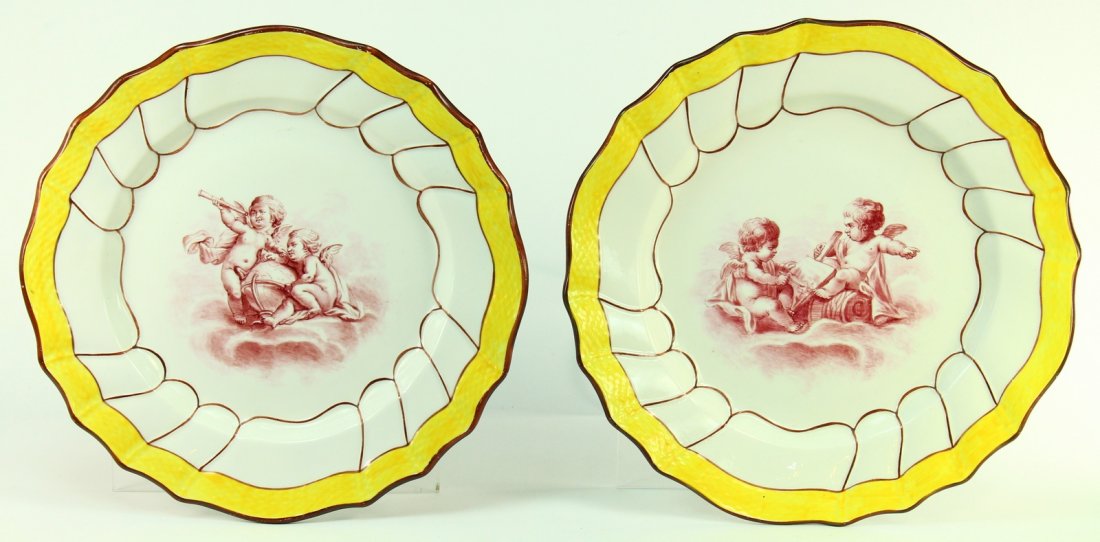1756-81 TOURNAI Pair Soft-Paste Porcelain Plates (1 of 9)