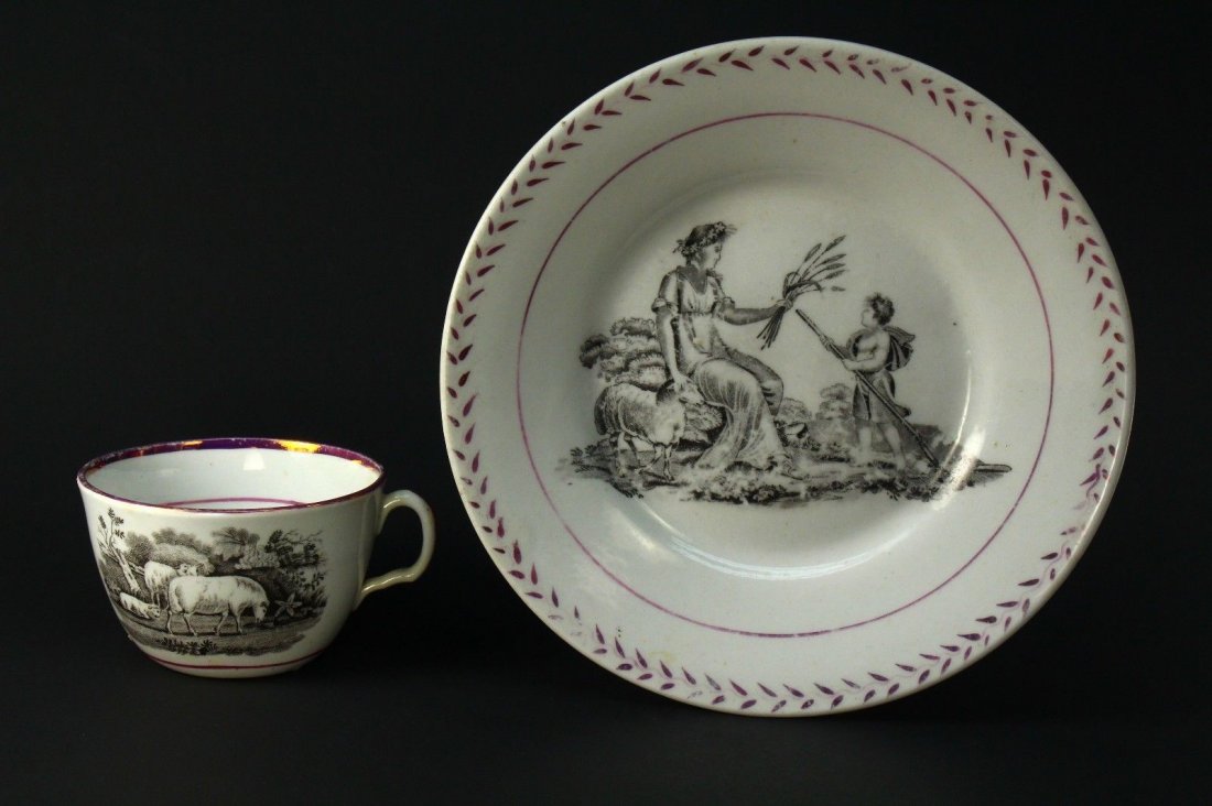 1800's English Pearlware Lusterware Cup & Saucer (1 of 9)