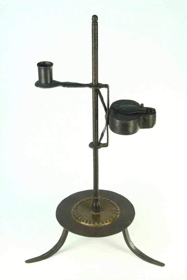 1800's Wrought Iron Oil Lamp & Candle Holder Bench Made Dec 16, 2018