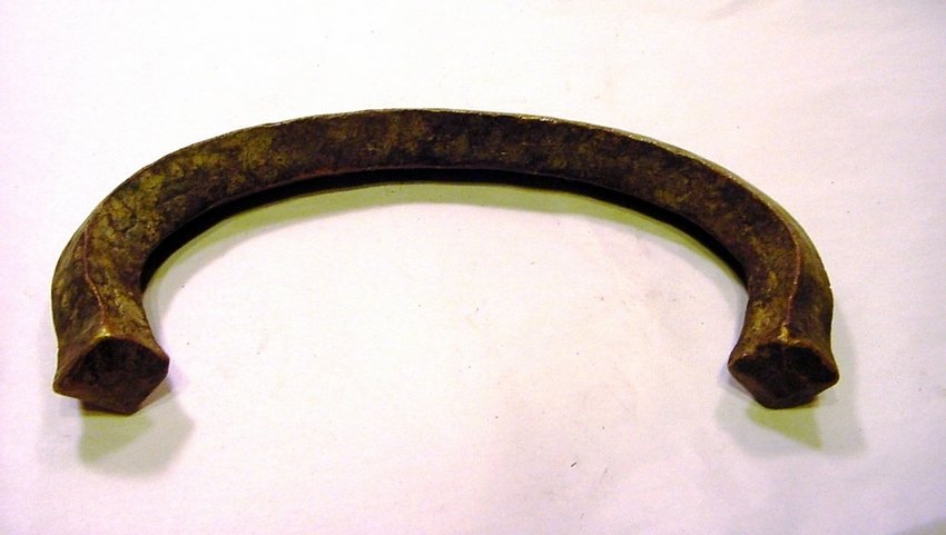 12" West African KING MANILA Trade Currency: Copper alloy bracelet or Manilla. Such Manilas were used between the 15th to early 20th century as a form of currency in the region. Dates back to the 1800's. They vary in size, and King Manillas are 