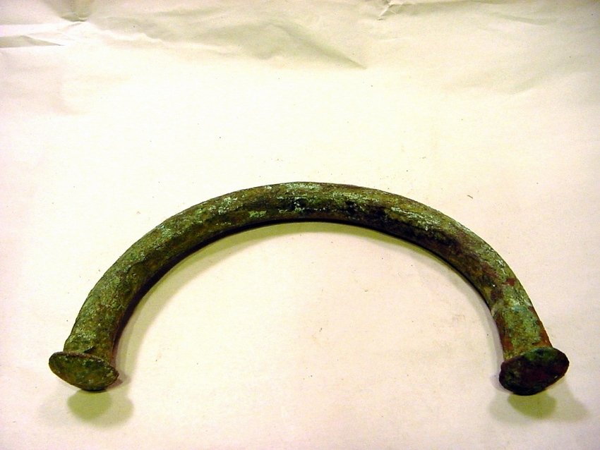 10" West African KING MANILA Trade Currency: Copper alloy bracelet or Manilla. Such Manilas were used between the 15th to early 20th century as a form of currency in the region. Dates back to the 1800's. They vary in size, and King Manillas are 