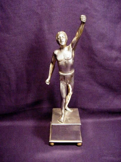 OTTO SCHMIDT HOFER (1873-1925) Armenian Trophy: Unique and very interesting piece of sports history. It is the original trophy for a tournament that took place in 1933 from Armenia. It is a heavily chromed figure, which was originally made by Otto 