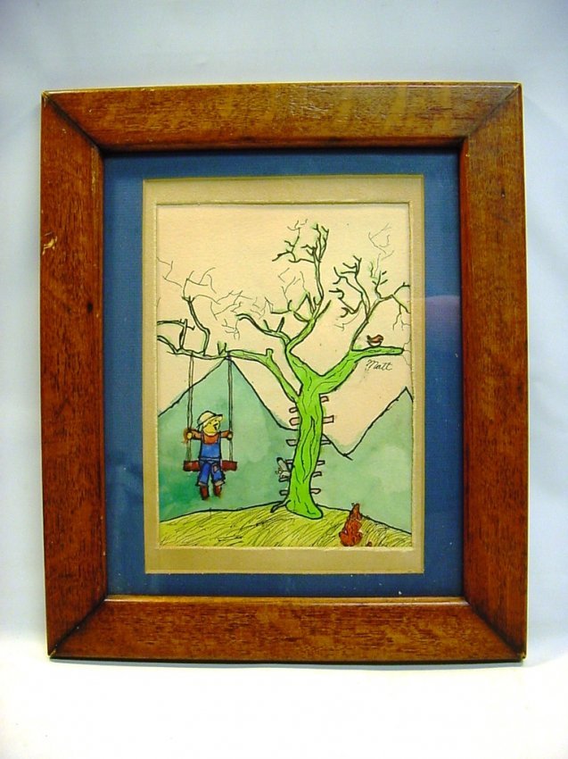 ART DECO Ink & Watercolor Drawing Signed Matt (1 of 9)