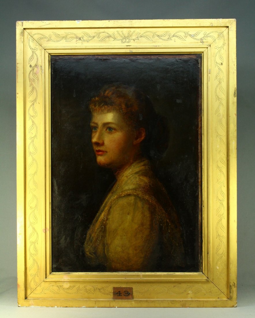 1800's H.M Munro (British, XIX) O/C Portrait Miss Munro (1 of 10)