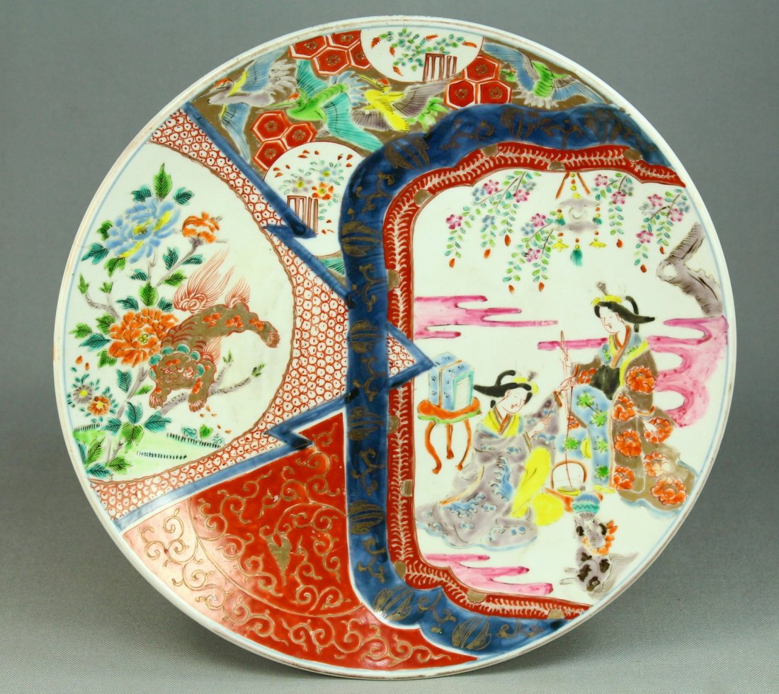 1800's Japanese IMARI Porcelain Lg 12+" Charger Plate (1 of 10)