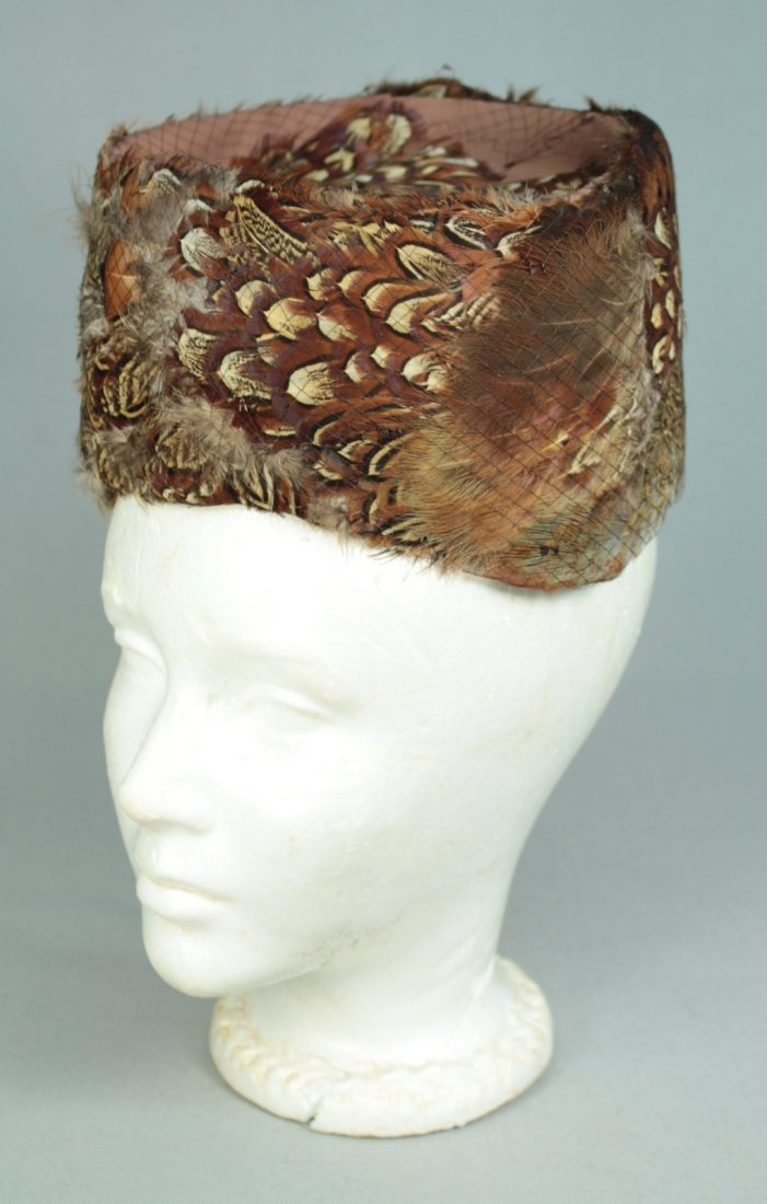 Vintage c.1930-40's Women's Feathered Pillbox Hat (1 of 9)
