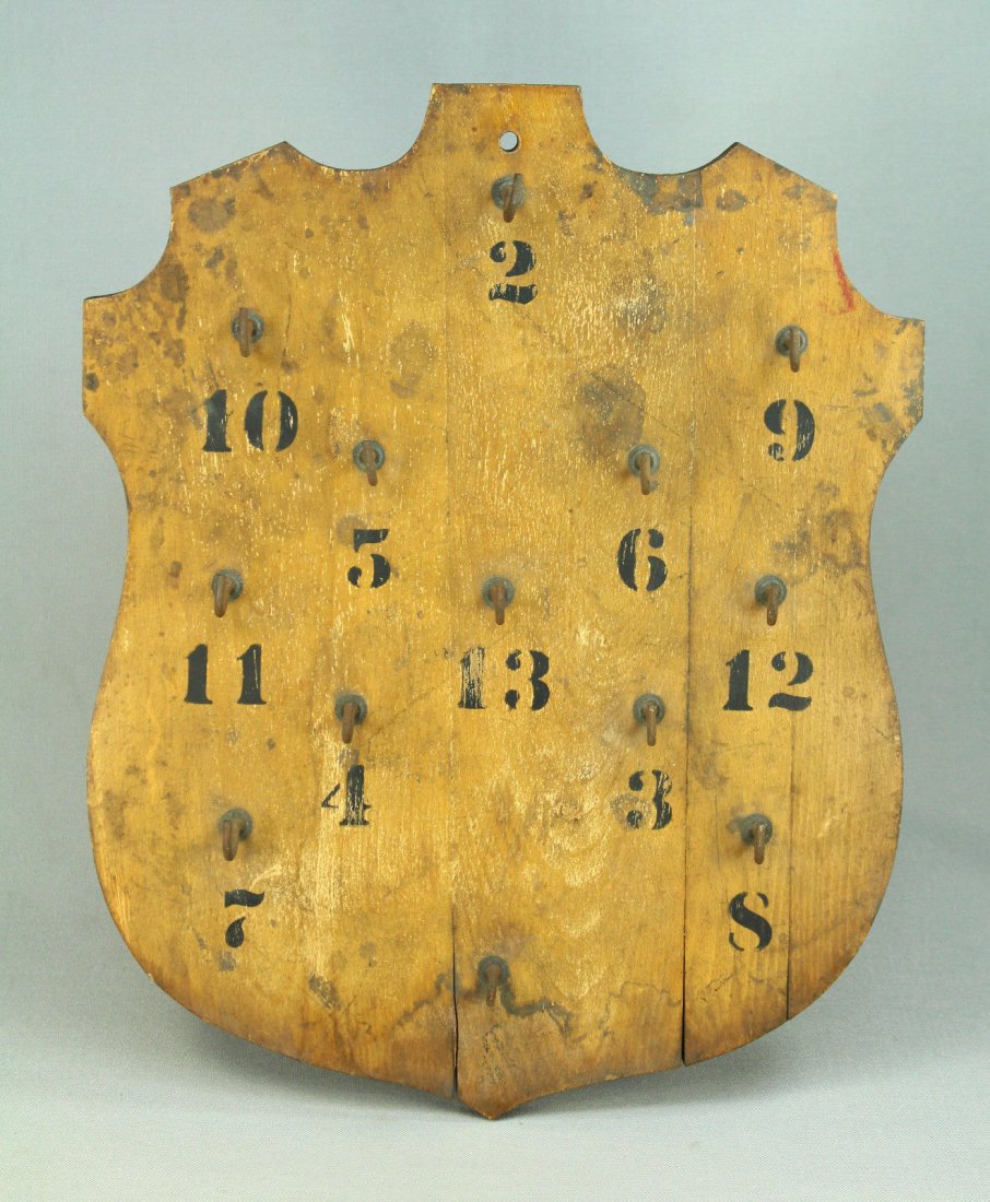 Antique Shield-Shaped Key Rack Board Holder Police/Jail (1 of 10)