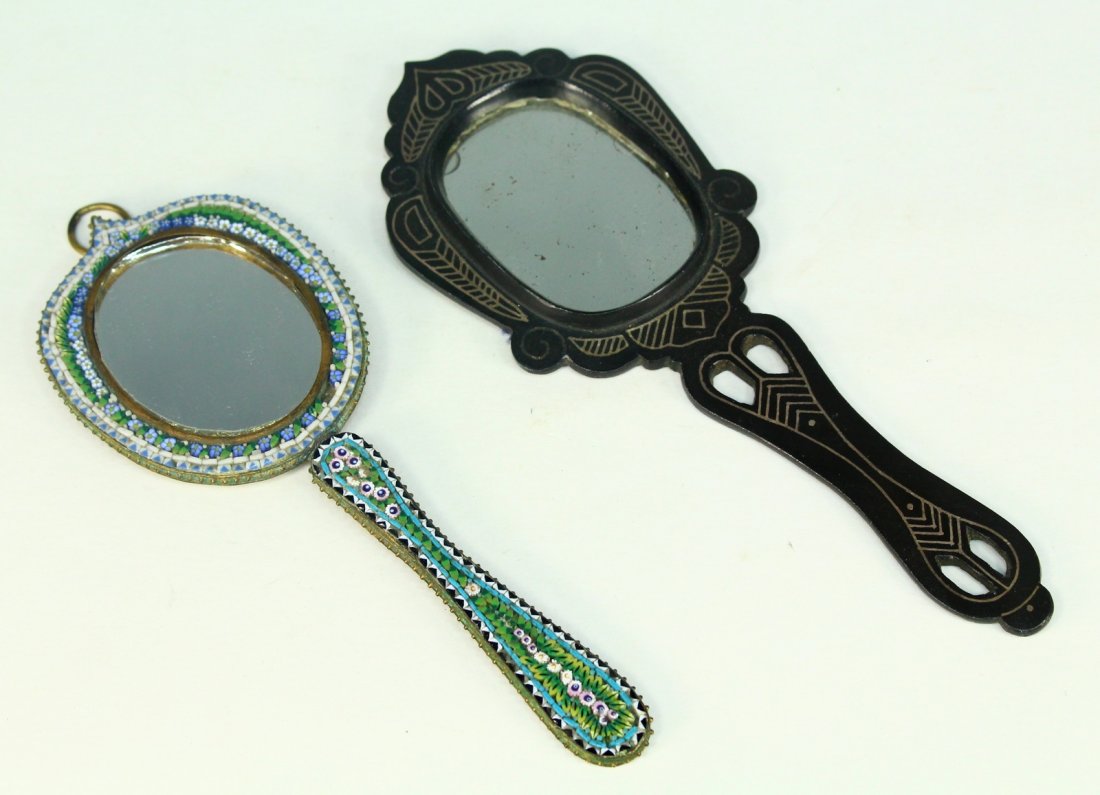 Lot 2 Hand Vanity Mirrors Nielo & Millefiori Venetian (1 of 10)