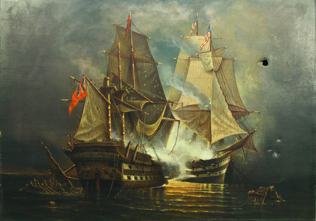 Ea./mid.19th c. British School O/C Maritime Ship Battle (1 of 10)