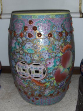 Chinese qing dynasty garden stool. (1 of 2)