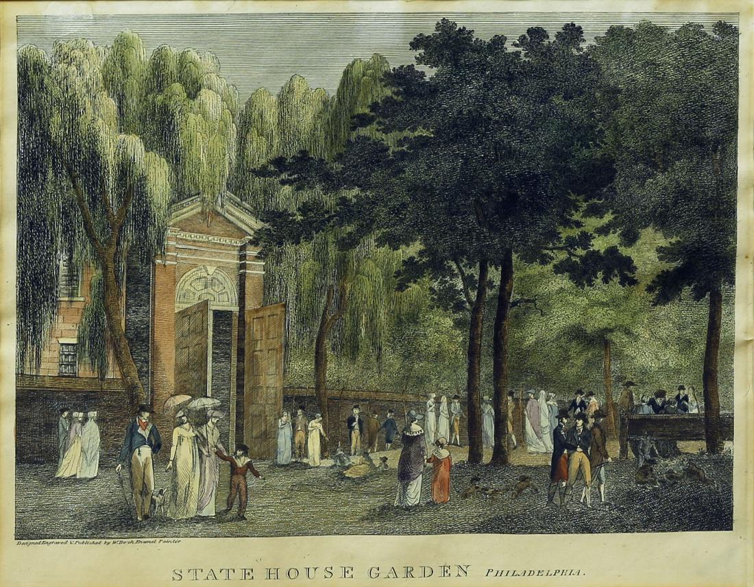 Birch Prints from the City of Philadelphia: State House Garden, Plate 23. William Russell Birch (1755–1844) and his son Thomas Birch (1779–1851). Philadelphia: Birch, 1800. From "The City of Philadelphia, in the State of Pennsylvania North