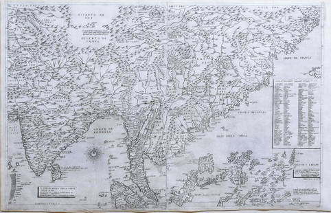 Three Very Rare Gastaldi Maps of Asia: Il disegno della prima parte dell'Asia... Giacomo Gastaldi (c. 1500 - 1566). Engraved Map by Jacob Bos, on two sheets. Rome: Antonio Lafreri, 1561. Il disegno della seconda parte dell'Asia...Engraved