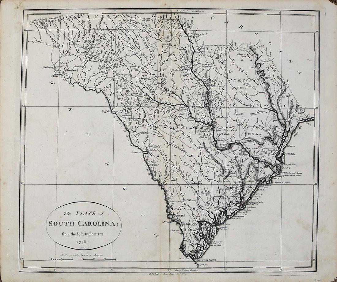 Tanner / Reid Map of South Carolina, 1796 (1 of 1)