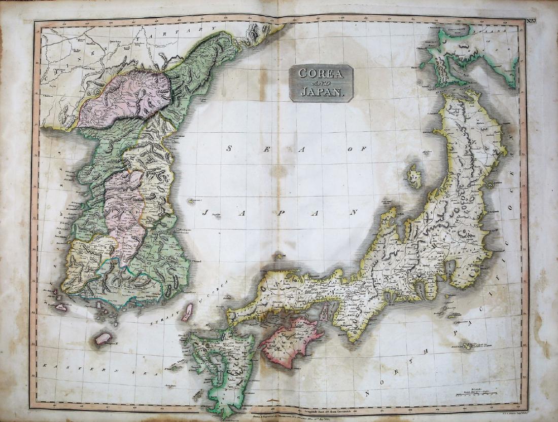 Thomson Map of Korea and Japan: Thomson, John & Co. (c. 1777-1841). Corea and Japan. Engraved map. John Thomson, Junr & Co., 1817. 19 â…œ" x 24 Â½" sheet. No. 37 from Thomson's New General Atlas 1817. J. & G. Menzies sculpt. E