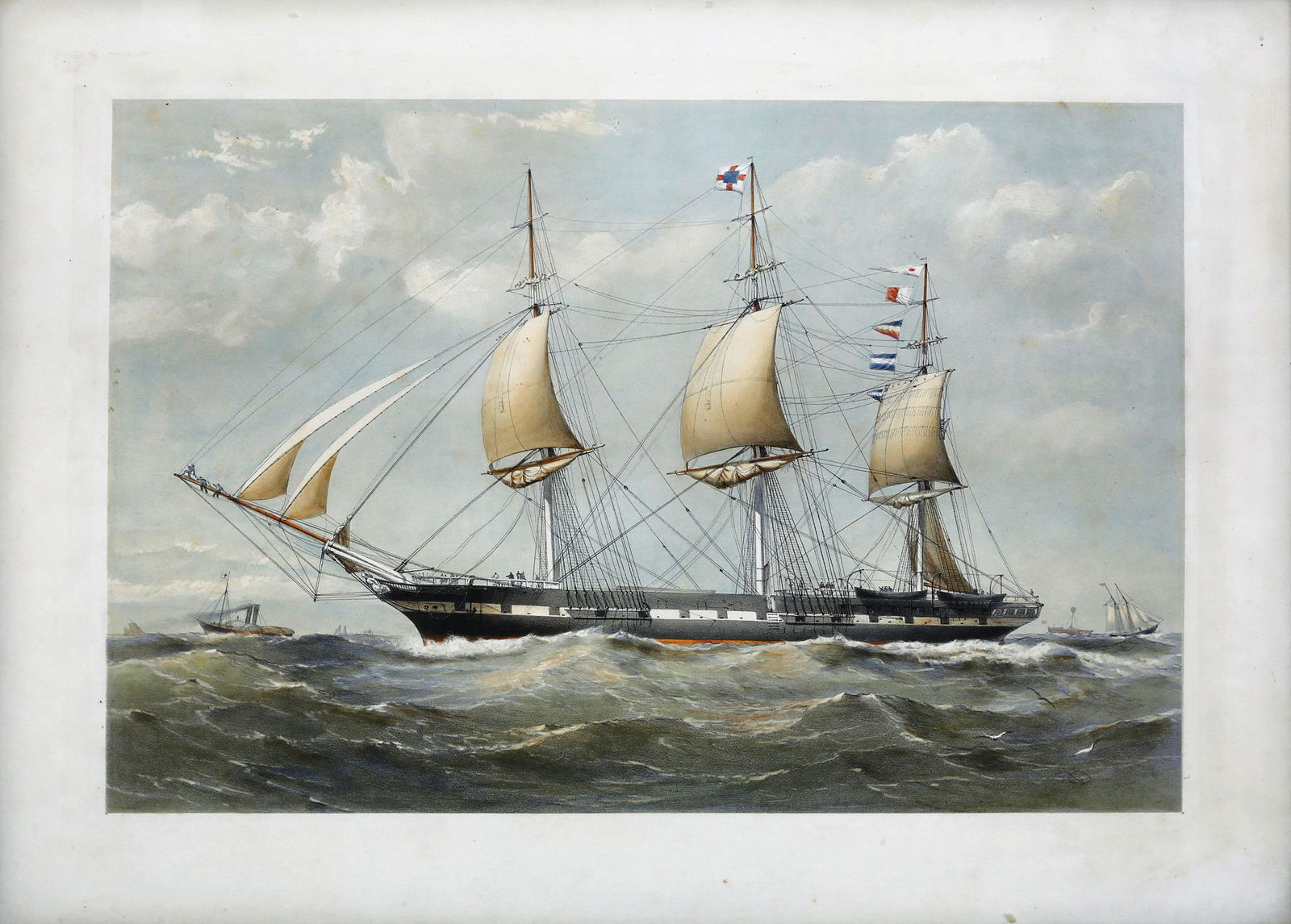 Dutton, Essex maritime lithograph: DUTTON, T.G. (active 1845-1879). Essex, Clipper Ship. Lithograph with original hand color. London : Wm. Forster, 1862. 12" x 18" visible, 18" x 24" framed. Provenance: Down Town Association of New Yor
